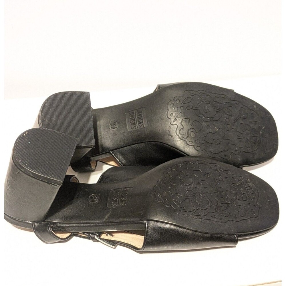 Mootsies Tootsies Black Slingback Open Toe Block Heel Ankle Strap 8M Career - Picture 7 of 10
